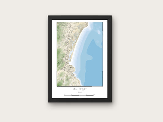 Ogunquit Maine COASTAL Map Art Print 0225