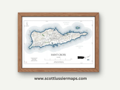 St Croix NAUTICAL Map Art Print 0325