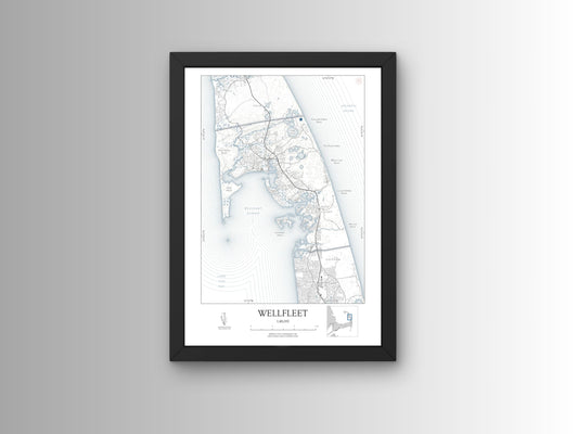 Wellfleet Mass Cape Cod NAUTICAL Map Art Print 0225