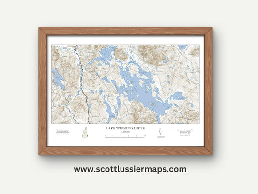 Lake Winnipesaukee New Hampshire NAUTICAL Map Art Print