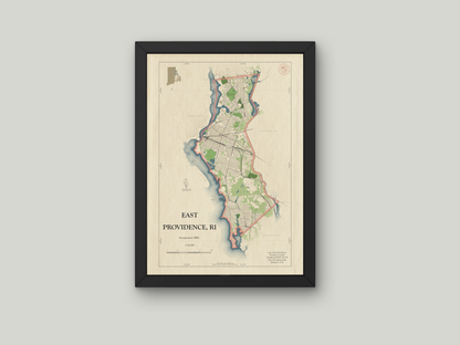 East Providence Rhode Island HOMETOWN Map Art Print 0325