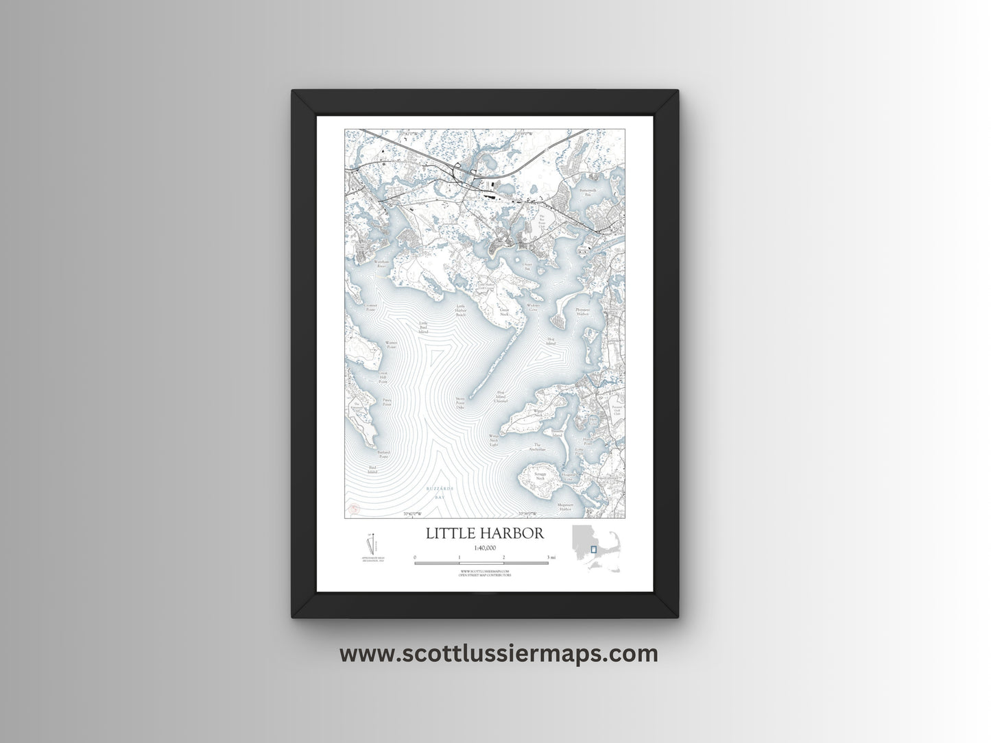 Little Harbor Mass NAUTICAL Map Art Print