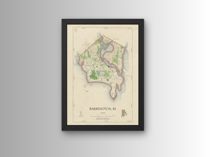 Barrington Rhode Island HOMETOWN Map Art Print 0325