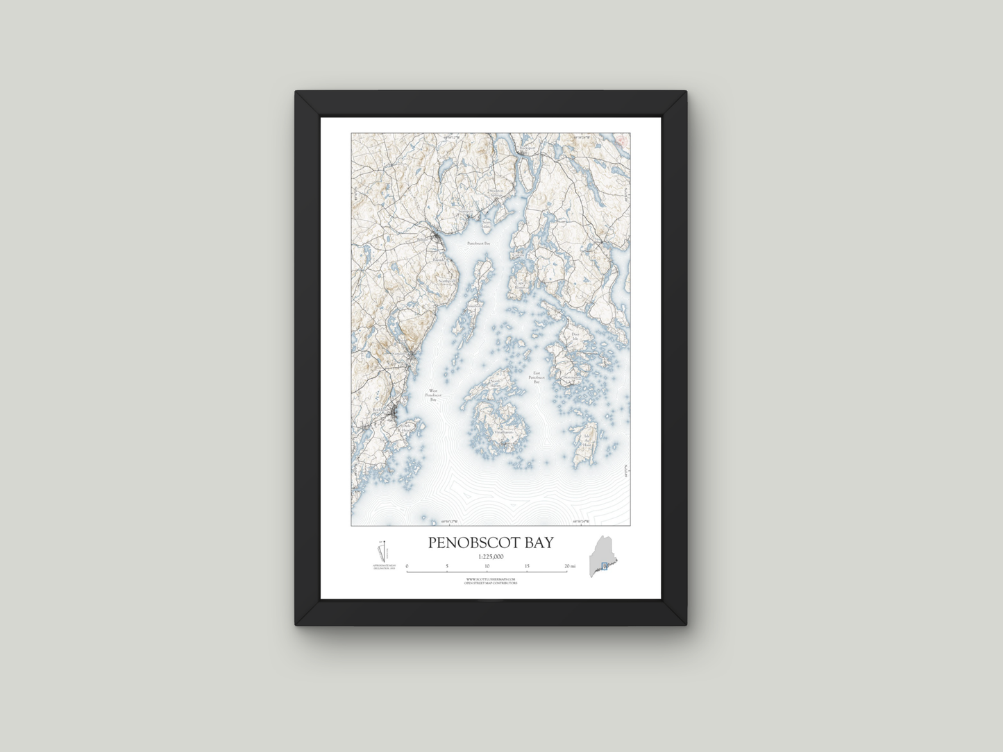 Penobscot Bay Maine NAUTICAL Map Art Print