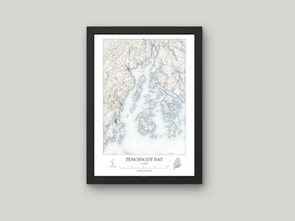 Penobscot Bay Maine NAUTICAL Map Art Print