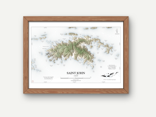 St John Map Art Print Wall Decor Travel Memory Navigate Colorful Ocean Sail Water Home Dorm Work SHORELINE Style