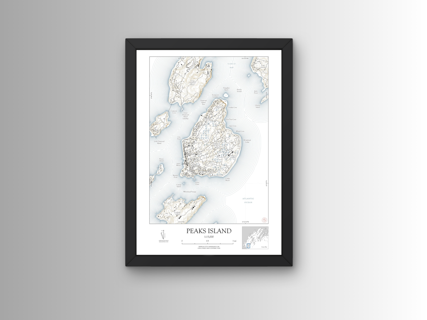 Peaks Island Maine NAUTICAL Map Art Print 0325