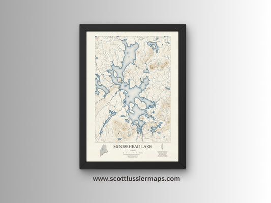 Moosehead Lake Maine NAUTICAL Map Art Print