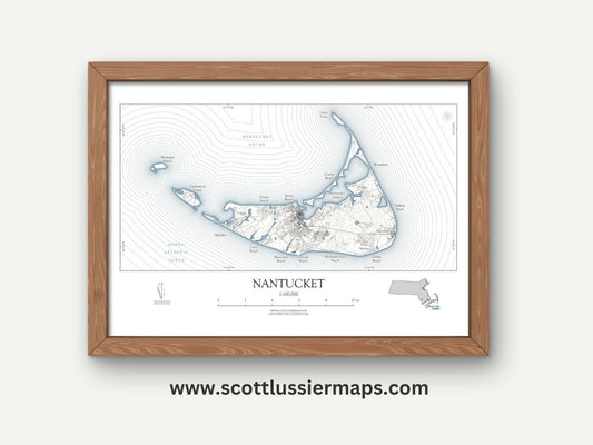 Nantucket Massachusetts Cape Cod NAUTICAL Map Art Print