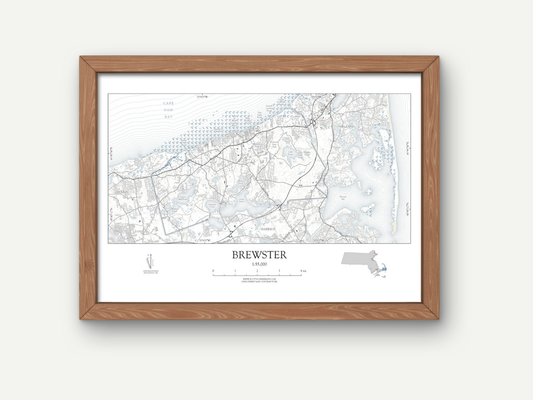 Brewster Massachusetts Cape Cod Map Art Print Nautical Style