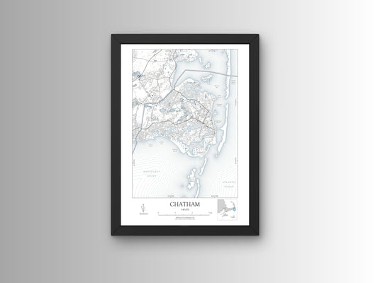 Chatham Massachusetts Cape Cod NAUTICAL Map Art Print 0225