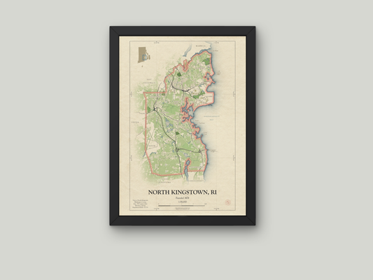 N Kingstown Rhode Island Map Art Print HOMETOWN Style
