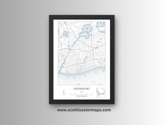 Dennisport Mass Cape Cod NAUTICAL Map Art Print