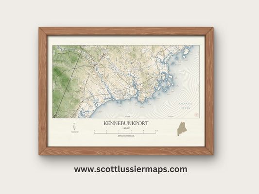 Kennebunkport Maine VINTAGE Map Art Print