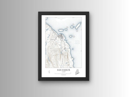 Bar Harbor Maine NAUTICAL Map Art Print 0225