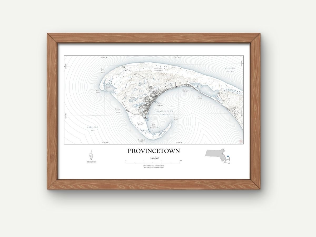 Provincetown Mass Cape Cod NAUTICAL Map Art Print 0225