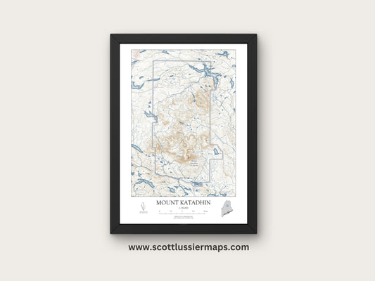 Mount Katadhin Maine NAUTICAL Map Art Print