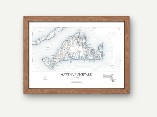 Martha's Vineyard Massachusetts Cape Cod NAUTICAL Map Art Print 0225