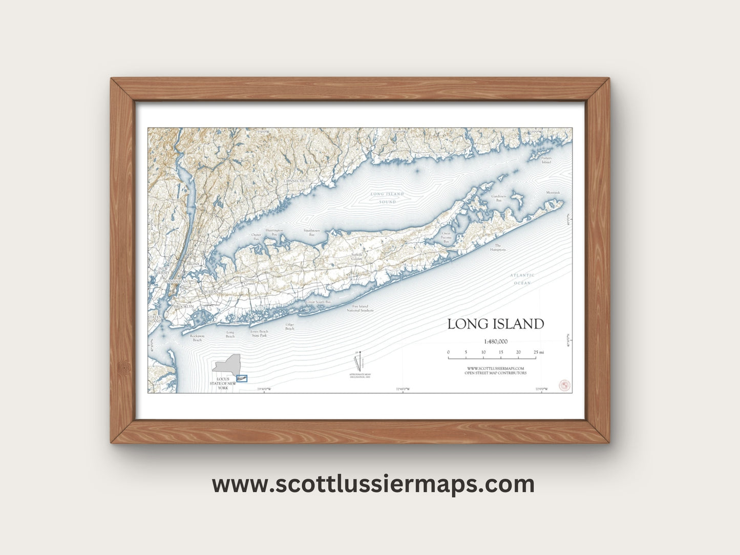 Long Island New York NAUTICAL Map Art Print