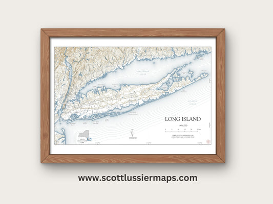 Long Island New York NAUTICAL Map Art Print