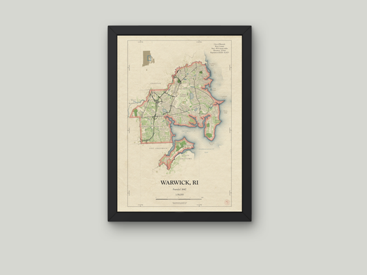 Warwick Rhode Island Map Art Print HOMETOWN Style