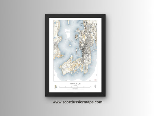 Newport Rhode Island NAUTICAL Map Art Print