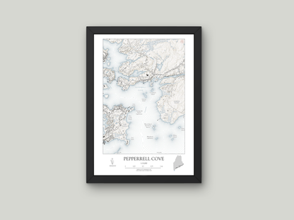 Pepperrell Cove Maine NAUTICAL Map Art Print