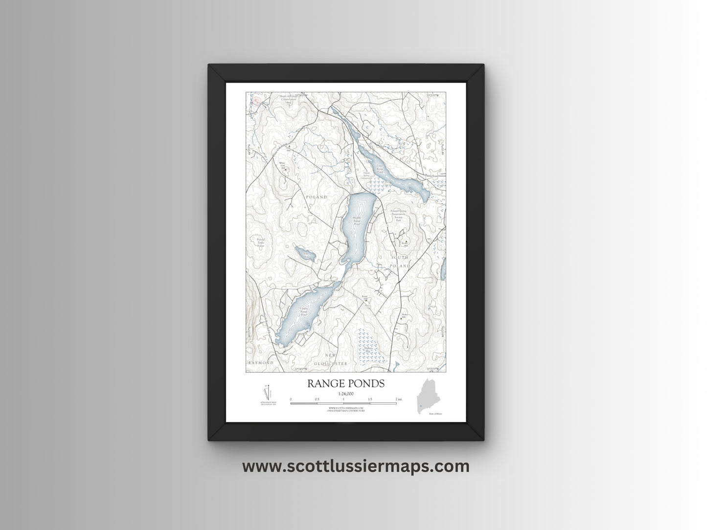 Range Ponds Maine NAUTICAL Map Art Print