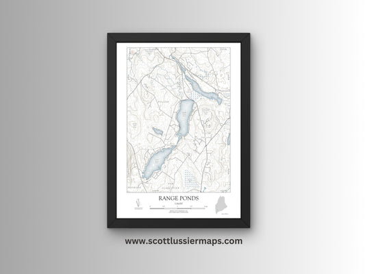 Range Ponds Maine NAUTICAL Map Art Print