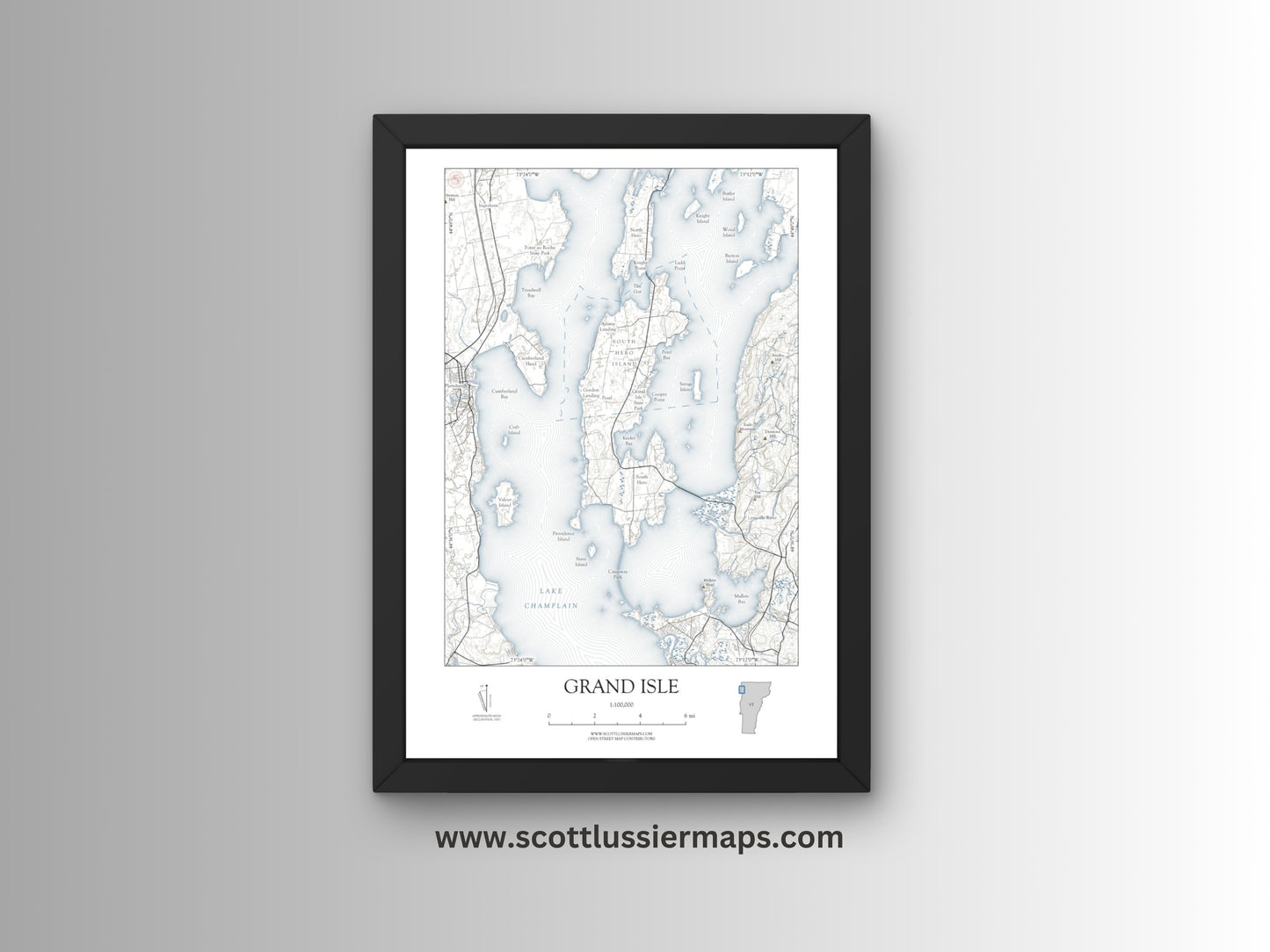 Grand Isle Vermont NAUTICAL Map Art Print