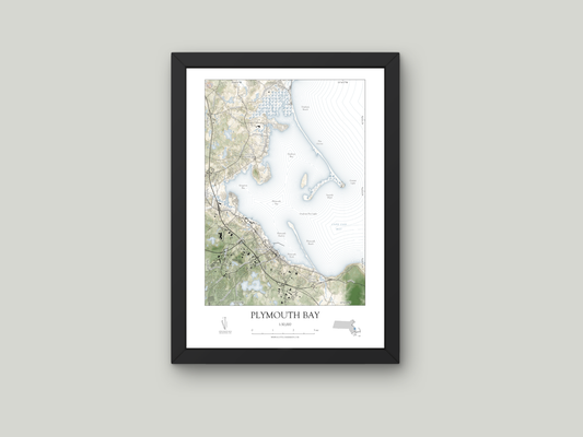 Plymouth Bay Massachusetts Map Art Print SHORELINE Style