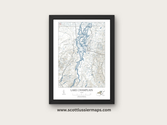 Lake Champlain Vermont NAUTICAL Map Art Print