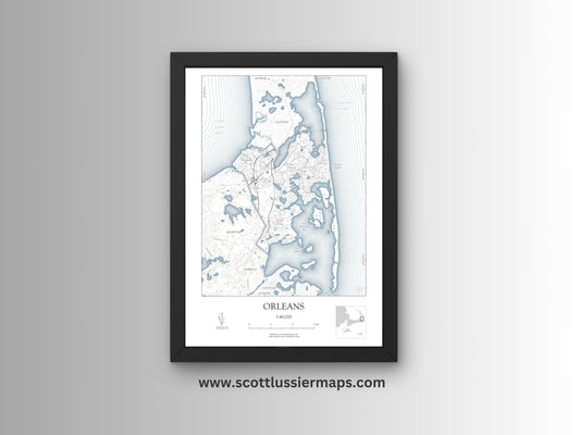 Orleans Mass Cape Cod NAUTICAL Map Art Print