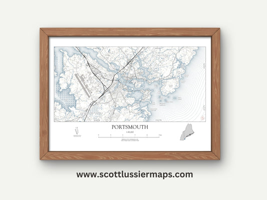 Portsmouth New Hampshire NAUTICAL Map Art Print