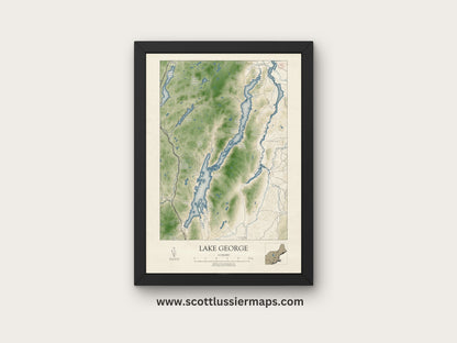 Lake George New York VINTAGE Map Art Print