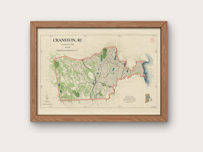 Cranston Rhode Island Map Art Print HOMETOWN Style