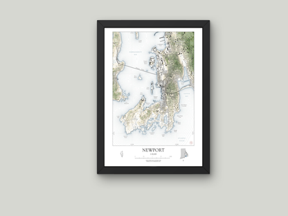 Newport Rhode Island SHORELINE Map Art Print