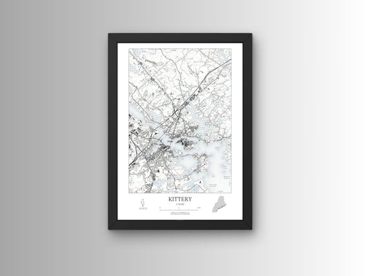 Kittery Maine NAUTICAL Map Art Print 0225