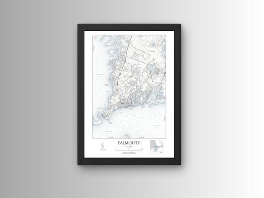 Falmouth Massachusetts Cape Cod NAUTICAL Map Art Print 0225