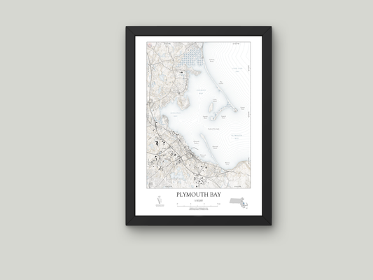 Plymouth Bay Massachusetts Map Art Print Nautical Style