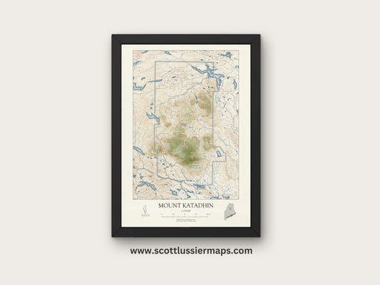 Mount Katadhin Maine VINTAGE Map Art Print