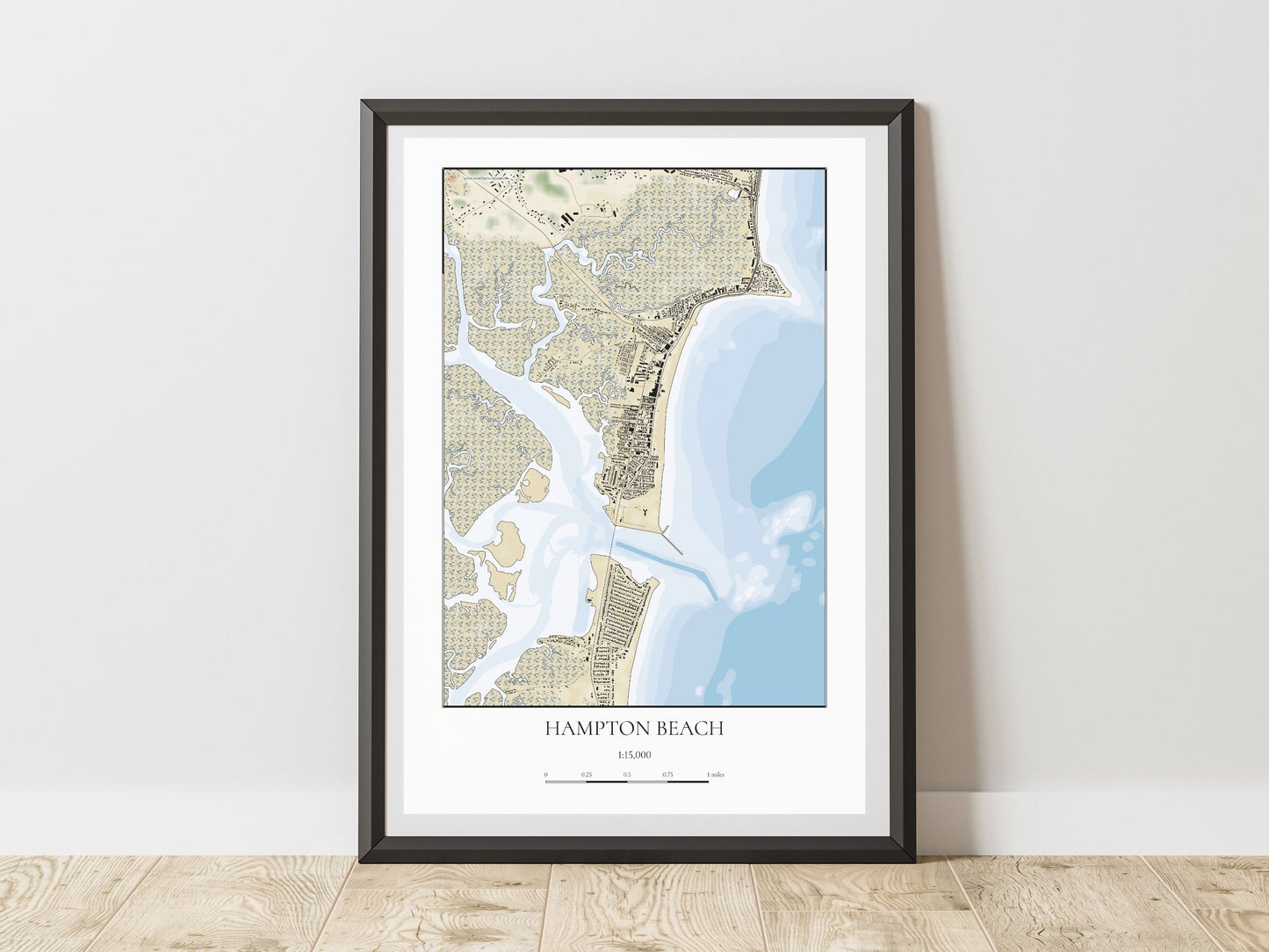 Hampton Beach New Hampshire CHART Map Art Print 0225