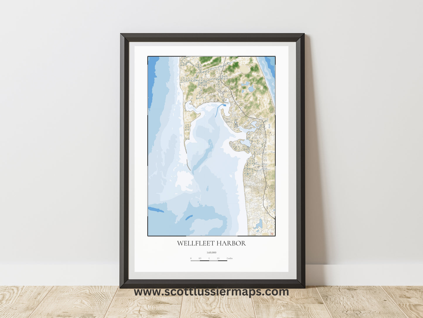 Wellfleet Harbor Cape Cod Mass COASTAL Map Art Print