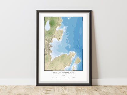 Rockland Maine COASTAL Map Art Print 0425