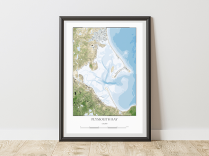 Plymouth Bay Massachusetts COASTAL Map Art Print 0325