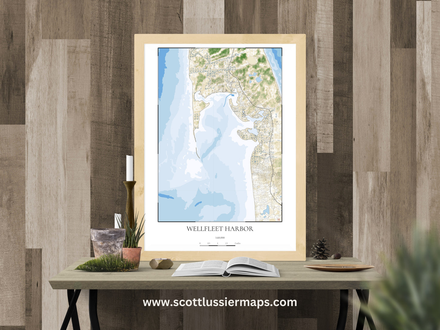 Wellfleet Harbor Cape Cod Mass COASTAL Map Art Print