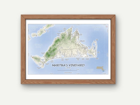 Martha's Vineyard Massachusetts Cape Cod WATERCOLOR Map Art Print 0225