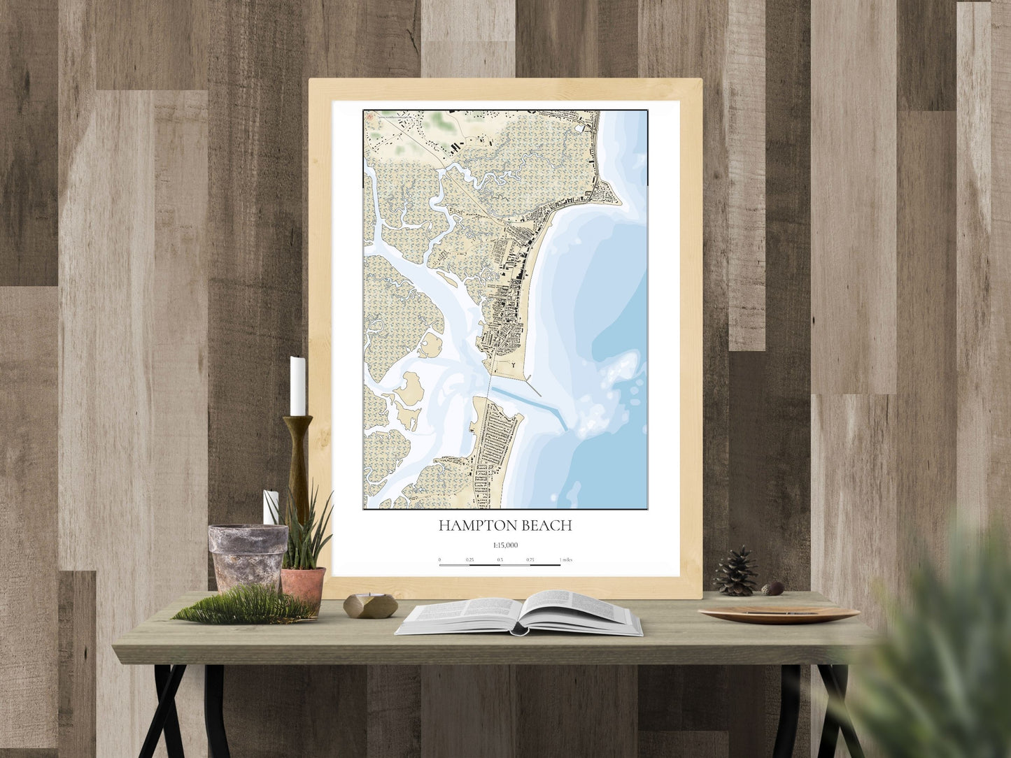 Hampton Beach New Hampshire CHART Map Art Print 0225