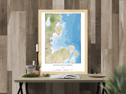 Rockland Maine COASTAL Map Art Print 0425