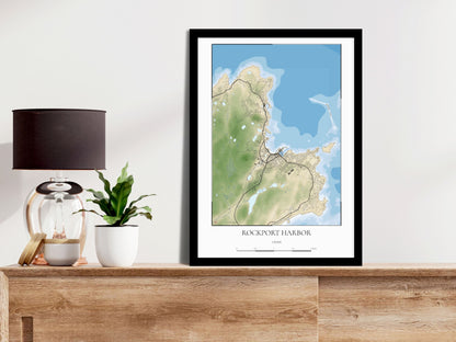 Rockport Harbor Massachusetts COASTAL Map Art Print 0225